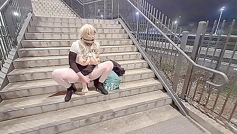 Sissy Riding A Dildo At The Train Station (re-uploaded) Sissy Riding A Dildo At The Train Station (re-uploaded)